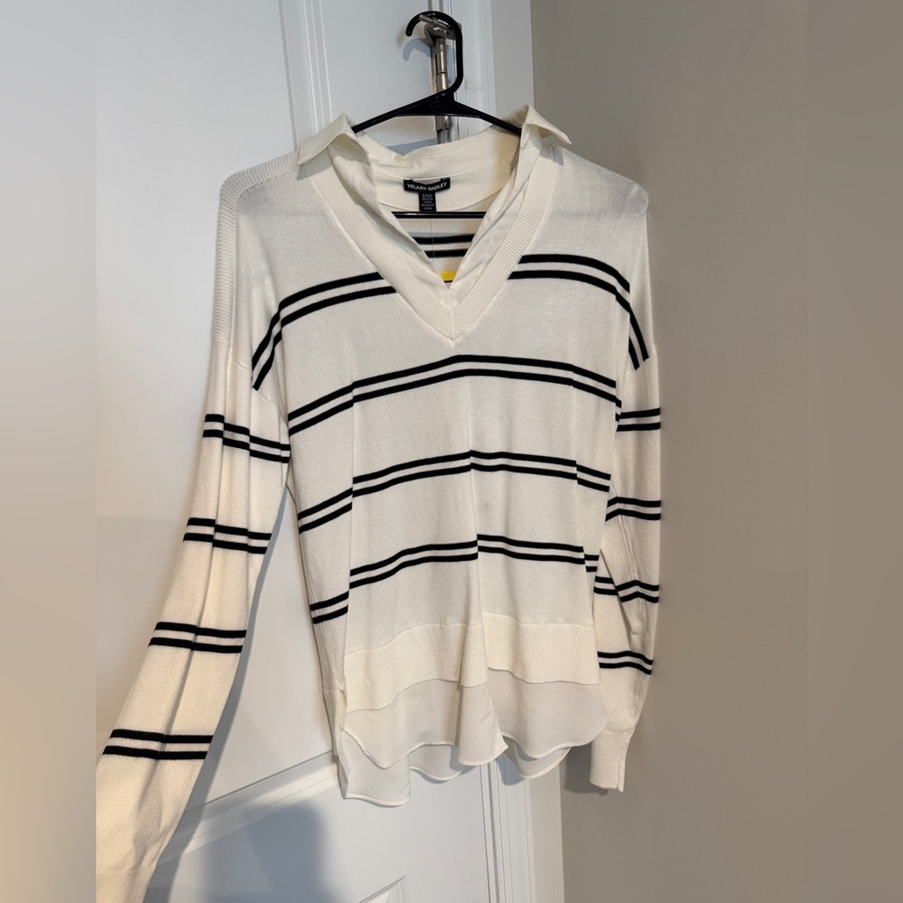 Hilary Radley Cream and Black Striped Top